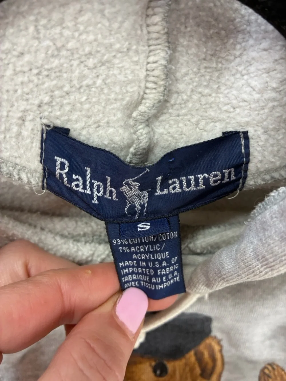 Ralph Lauren Beige Hoodie with Embroidered Bear Detail - Picture 6 of 8